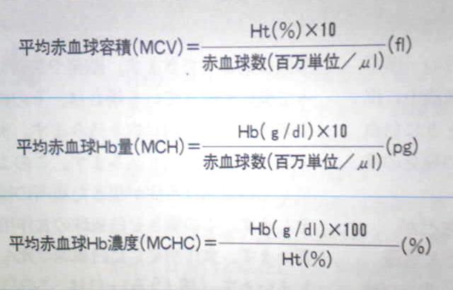 平均赤血球計算表